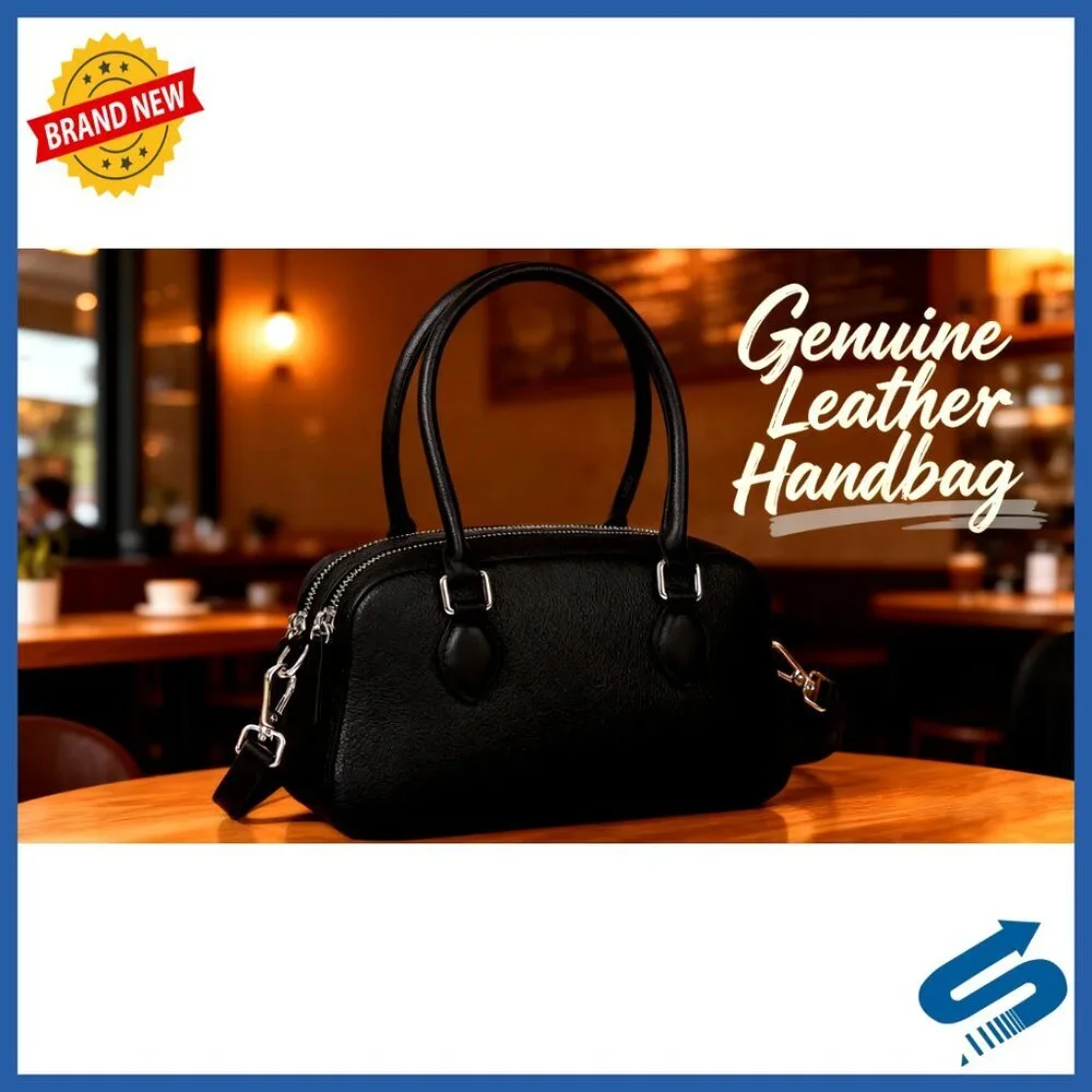 Genuine Leather Top Handle Satchel Crossbody Purse Adjustable Strap